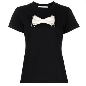 KIMHEKIM Pierced Bow-Embeished T-Shirt - Black NWT Size Large